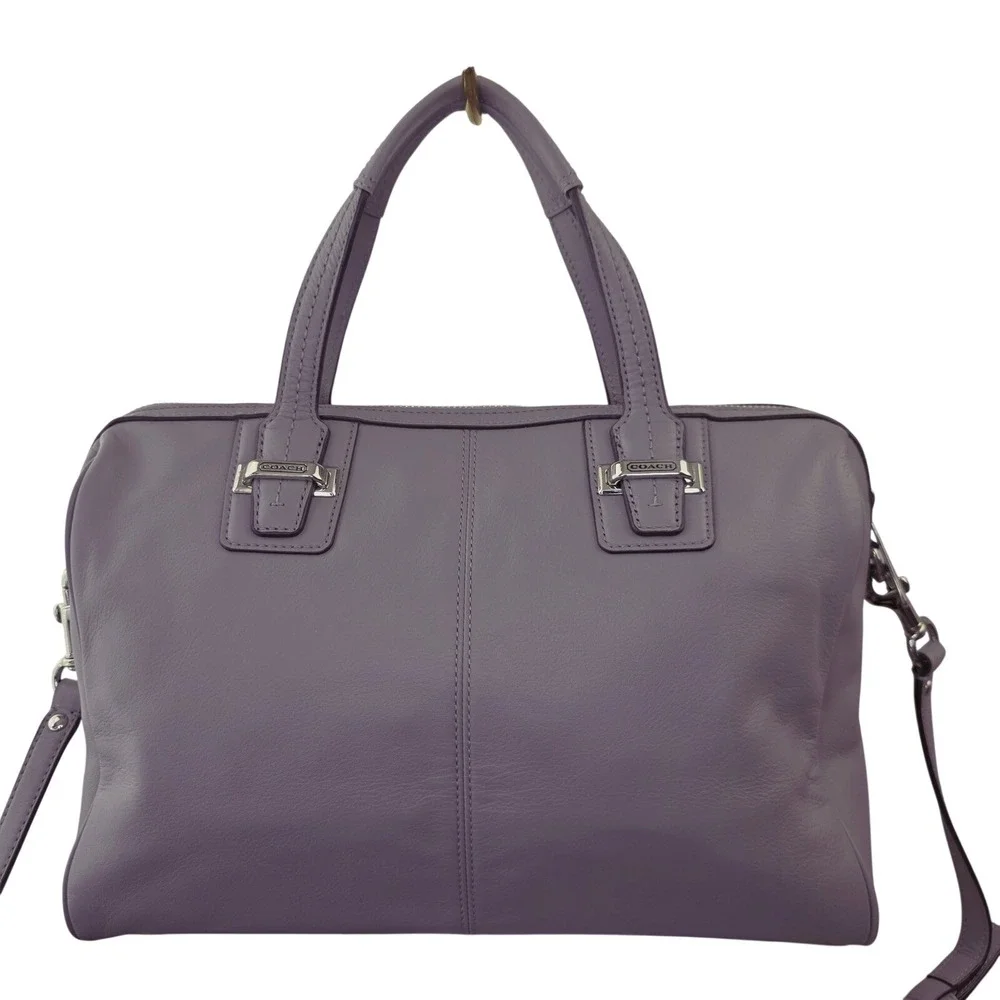 Coach Taylor East West Satchel Lavender Purple Leather Shoulder Bag